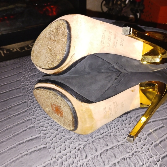 Herve Leger black leather side zip open toe ankle boot made in Italy 38.5 - Picture 8 of 13